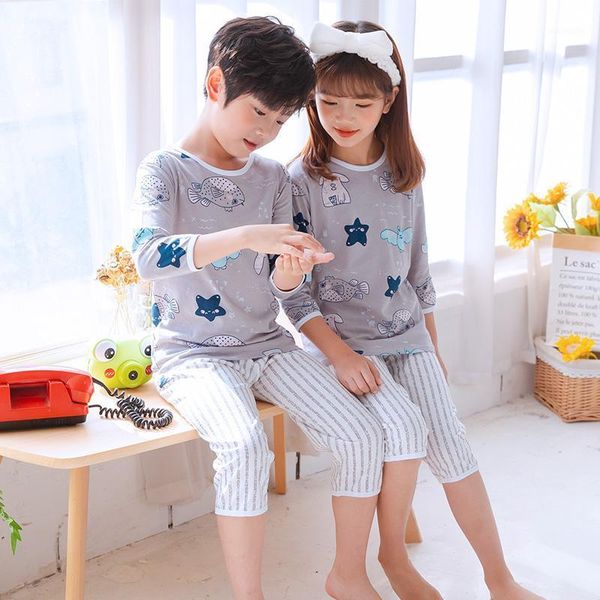 

clothing sets baby kids pajamas for boys girls cotton clothes 2pcs set cartoon sleepwear toddler outfits child pyjamas, White
