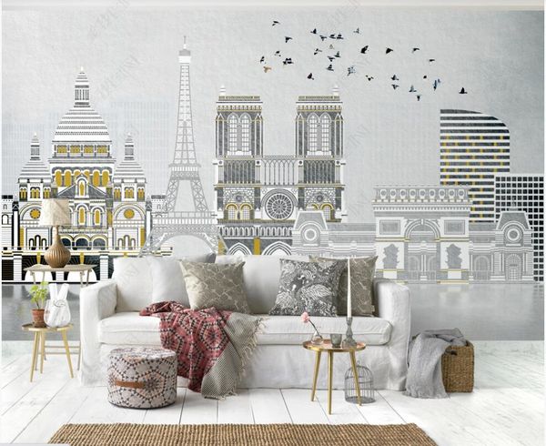 

3d wallpaper custom p mural european hand-painted city buildings flying birds home decor in the living room wallpaper for walls 3 d in rolls