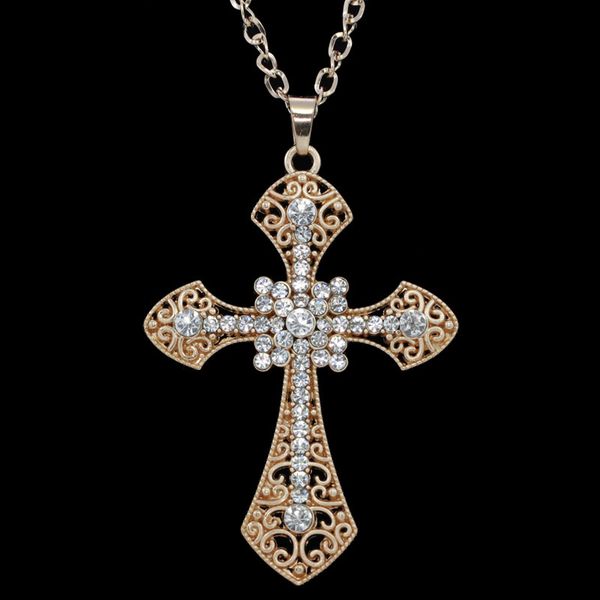 

designers new rock hip hop gold plated cross necklace nke32 in early 2021, Silver