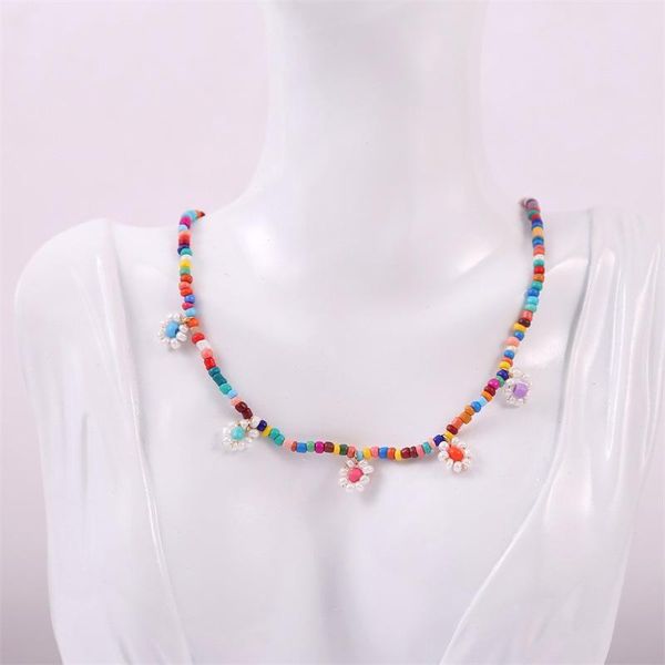 

bohemian flower pendant necklace for women fashion creative glamour vintage ethnic colorful choker jewelry gifts chains, Silver