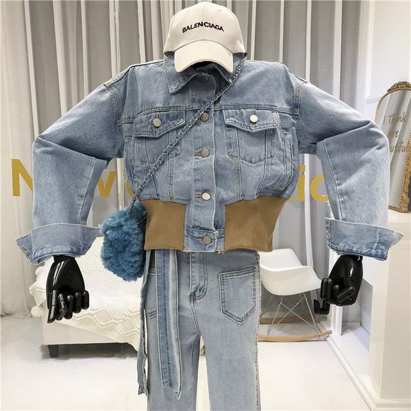 

women's jackets retro handsome denim jacket spring and autumn korean short coat student girls casual jeans outwear, Black;brown