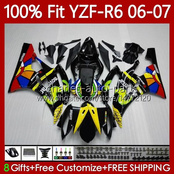 Spritzguss-Körper für Yamaha YZF R 6 600 CC YZF-R6 YZF600 2006–2007. MOTO. Neue Movistar-Karosserie 98Nr