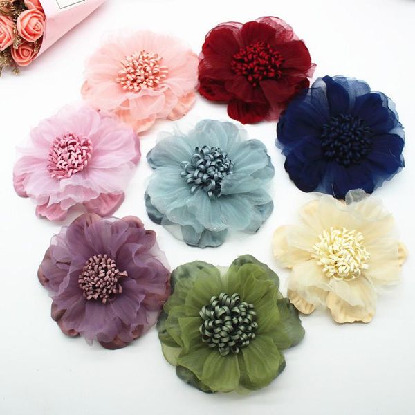 

decorative flowers & wreaths 10pcs chiffon diy flower headwear hat dress decoration clothes accessories hair