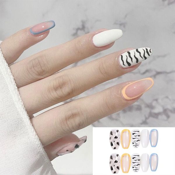 

false nails 24pcs/set long stiletto fake punk ancient letters pattern matte artificial full nail tips manicure tools, Red;gold