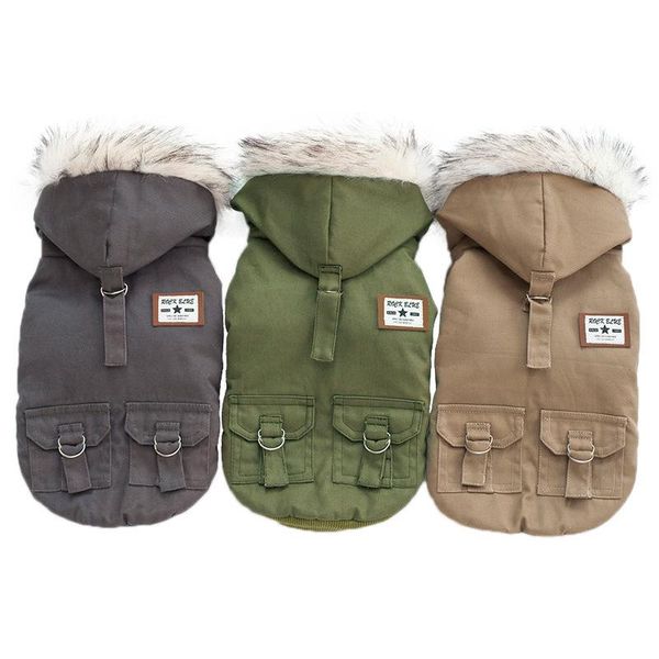 

dog apparel autumn winter with cap coat pet small hoodie thick puppy jacket clothes outwear