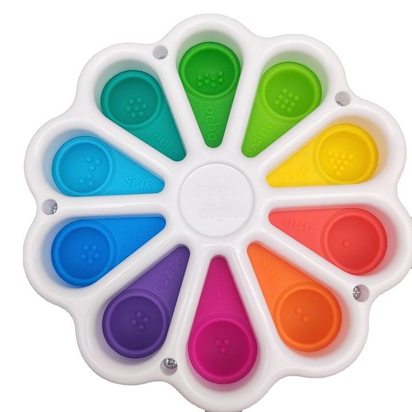 

2021 cute flower shape stress relief sensory fidget party favor bubble toys push pop it simple dimple key ring squeeze finger fun keychain u