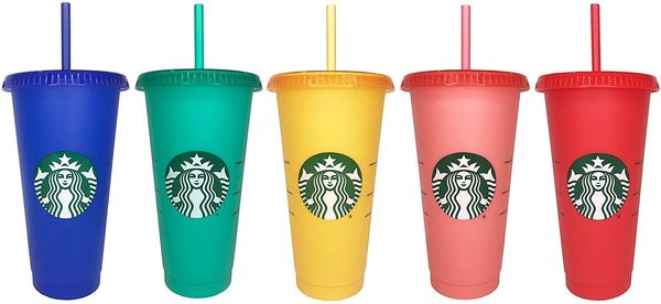 

dhl starbucks 2020 color changing reusable cold cups summer 24 oz plastic mug with straw stock