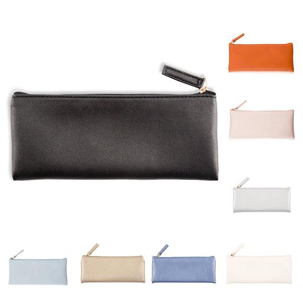 

leather pencil case pouch bag with zipper,pencil soft makeup cosmetic bags
