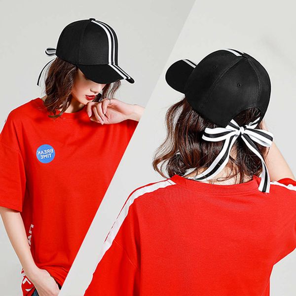 

korean hat women's summer pure color cap casual fashion bowknot sun protection hat youth versatile baseball, Blue;gray