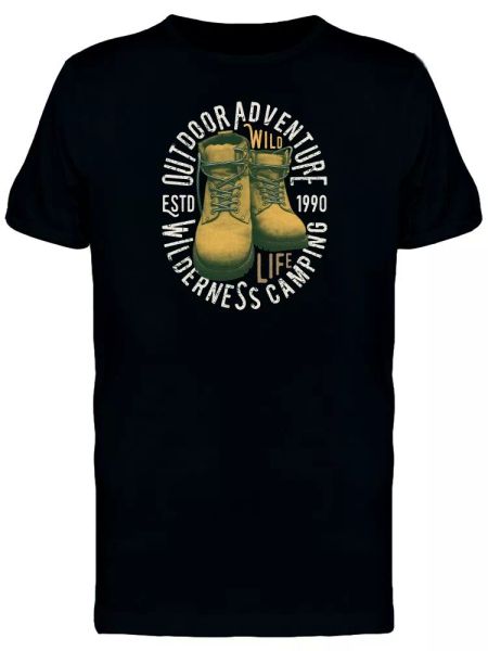 

Wilderness Camping Boots Men's Tee -Image by Shutterstock, White;black