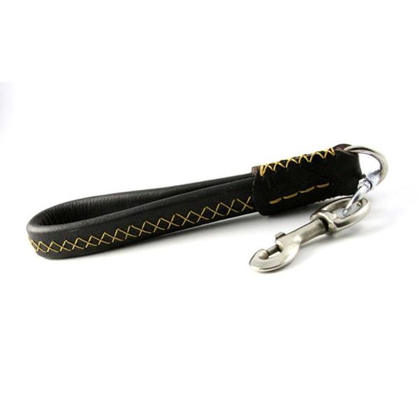 

dog collars & leashes black brown leather pet leads 35cm short leash heavy duty traffic control lead durable large training