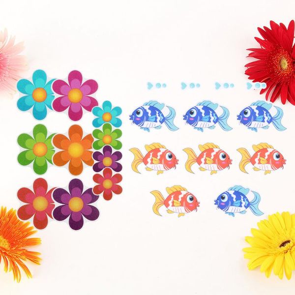 

18pcs colorful fish flower anti-slip self-adhesive sticker creative cartoon decals for bathroom bath tub shower surfaces mats