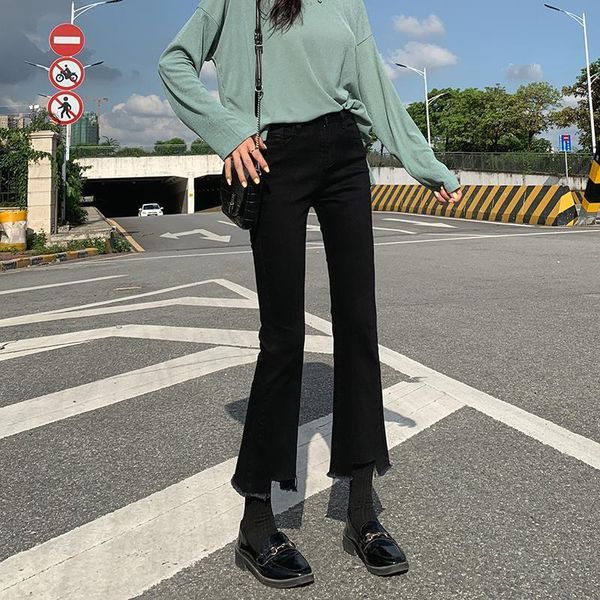 

women's jeans woman pants straight 2021 spring and autumn high waist cropped pantalones vaqueros mujer, Blue