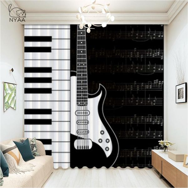 

curtain & drapes music symbol black and white art bedroom curtains flat window children's blackout room for cartoon
