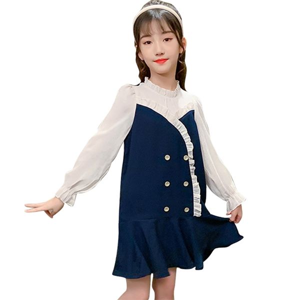 

dress for girls patchwork girl child ruffles kids spring autumn costumes 210528, Red;yellow