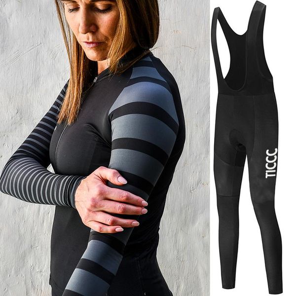 

women spring autumn long sleeve cycling jersey set bib pants ropa ciclismo bicycle clothing bike uniform clothes racing sets, Black;blue