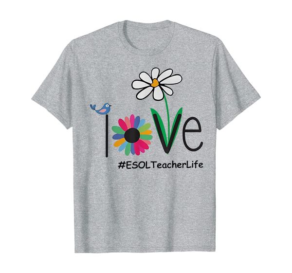 

Bird Daisy Love ESOL Teacher Life TShirt Back Too School Tee, Mainly pictures