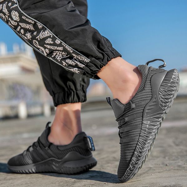 

2021 men womens knit running sport shoes triple black pink breathable comfortable couples outdoor trainers sneakers big size 35-46 y-h1503