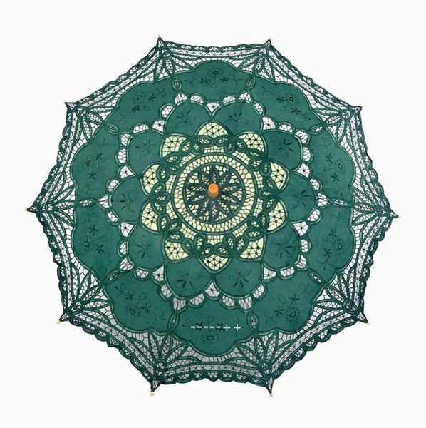 NEUBunter Baumwoll-Brautsonnenschirm, handgefertigter Sonnenschirm mit Battenburg-Spitzenstickerei, eleganter Regenschirm für Hochzeitsfeier, Dekoration, RRD11678
