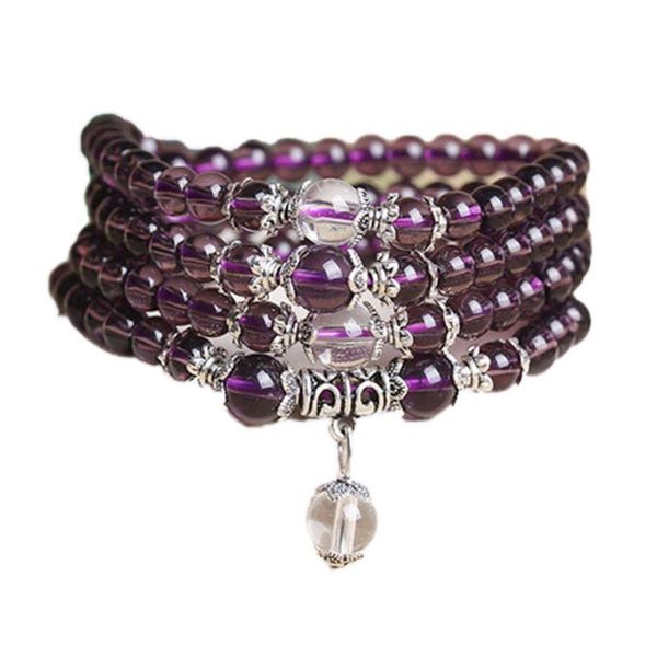 

charm bracelets 108 beads natural crystal bracelet brazil prayer multi-layer rosary mala, Golden;silver