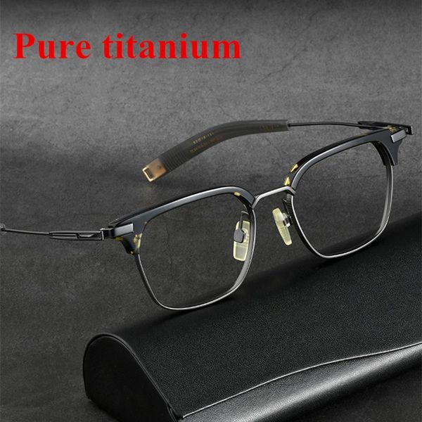 

men's glasses frame titanium acetate optical eyewear square women prescription half eyeglasses fashion sunglasses f frames, Black