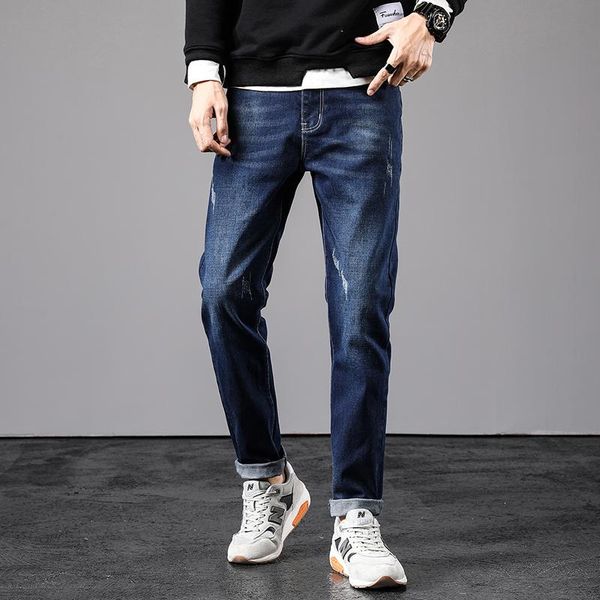 

men's jeans 2021 autumn style trendy brand self-cultivation all-match trend casual korean version, Blue