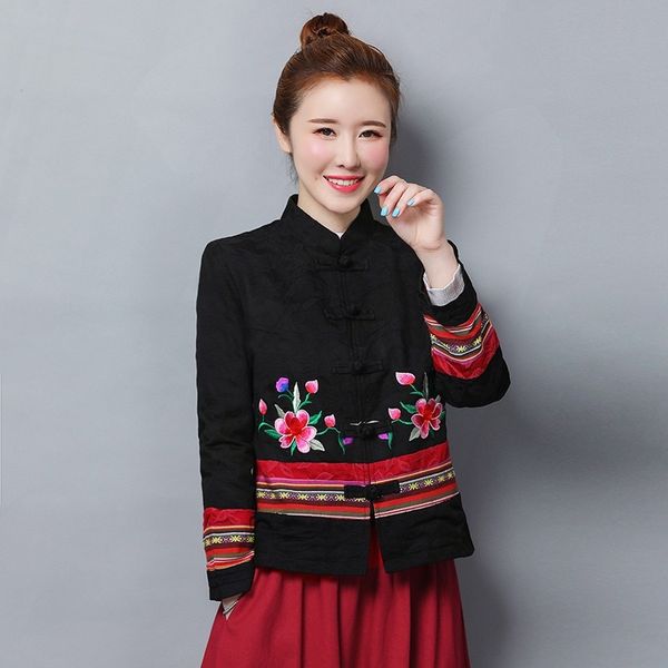 

chinese style clothing women hanfu spring autumn retro vintage shirt embroidey ethnic blouse ladies chinese 11422, Red