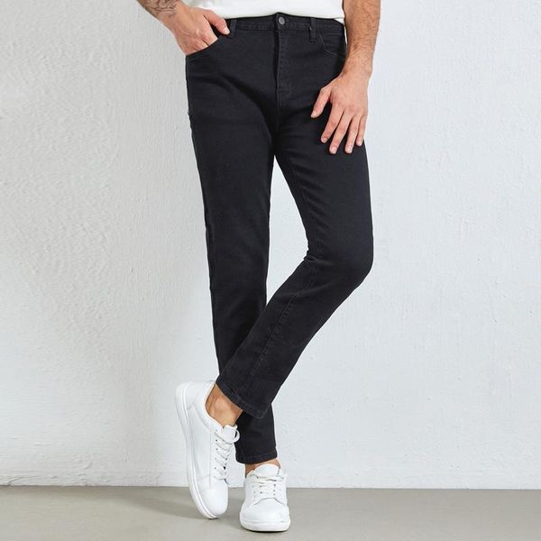 

men's jeans solid color slim straight leg pants male street skater 2021 fashion black denim trousers hip hop unisex, Blue
