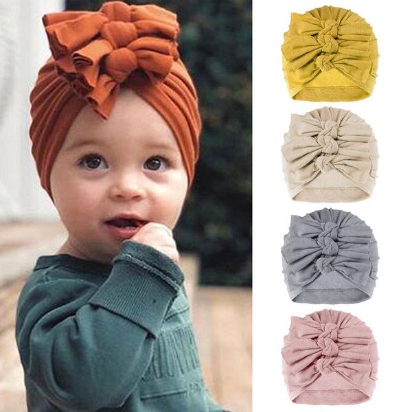 

hair accessories cute bows baby girl hat headband turban winter autumn solid color soft elastic nylon bowknot knotted born bonnet cap, Slivery;white
