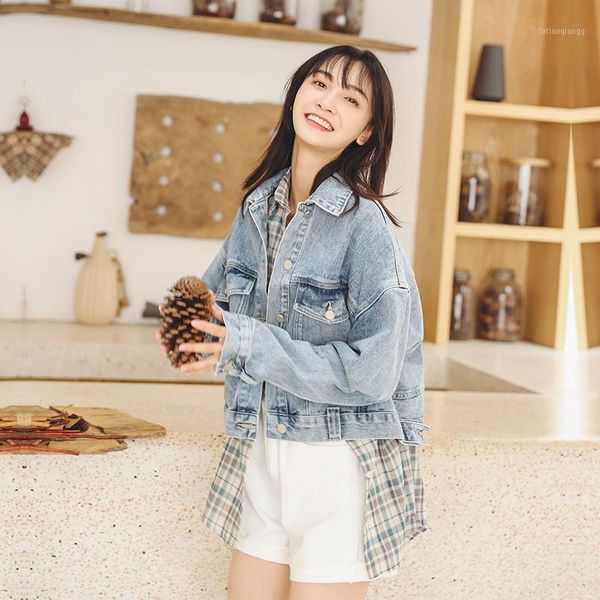 

women's jackets 77060 real s denim coat women 2021 spring korean version show thin bf wind loose hong kong style ins fashion top, Black;brown