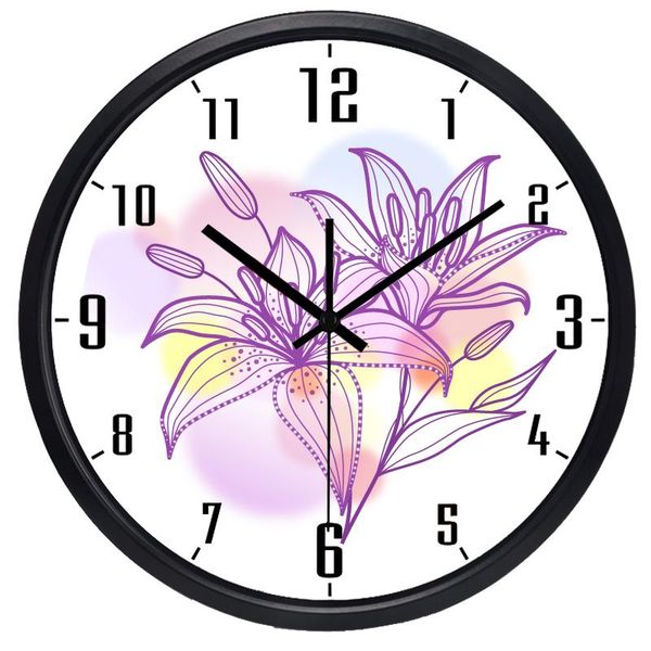 

wall clocks lily flower clock fashion silent large indoor/outdoorwall beautiful color classical