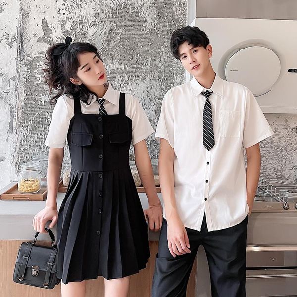 

women's t-shirt 2021 short sleeved shirt pleated skirt dress for couples clothes clothing, White