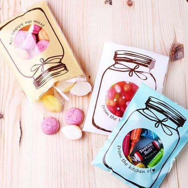 

gift wrap 100pc candy cookie packing bags bottle print plastic transparent cellophane bag wedding birthday party diy