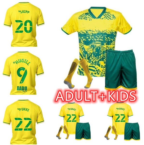 

kids full kits+sock special edition 2021 city hugill soccer jerseys home 21 22 roberts norwich pukki hernandez buendia stiepermann high-qual, Black;yellow
