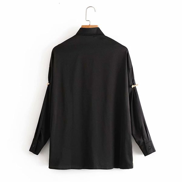 

blouses korean black lapel long sleeve simple chic female shirt harajuku fashion college style women's, White