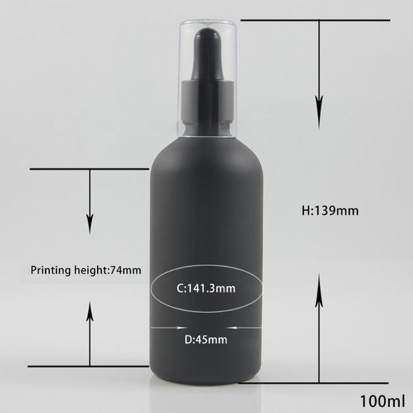 

storage bottles & jars 100ml round glass black bottle with dropper and clear cap