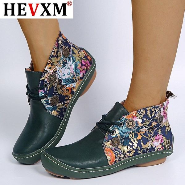 

boots autumn women printing med high heels round toe shoes for woman red green black fashion pu leather plus size 35-43
