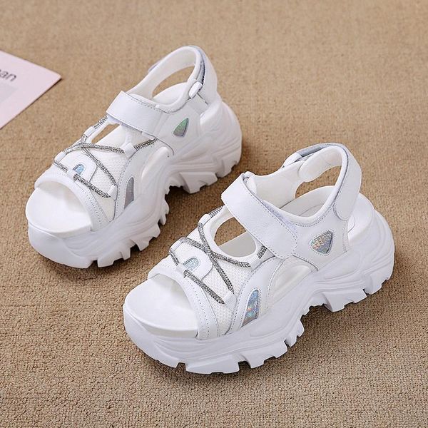 

sandals 2021 women summer fashion women's rhinestone casual all-match platform shoes sequins, Black