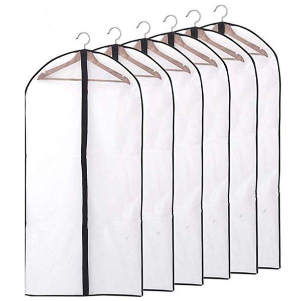 

clothing & wardrobe storage 6pcs/set transparent covers garment suit dress jacket clothes coat dustproof cover protector travel bag dust