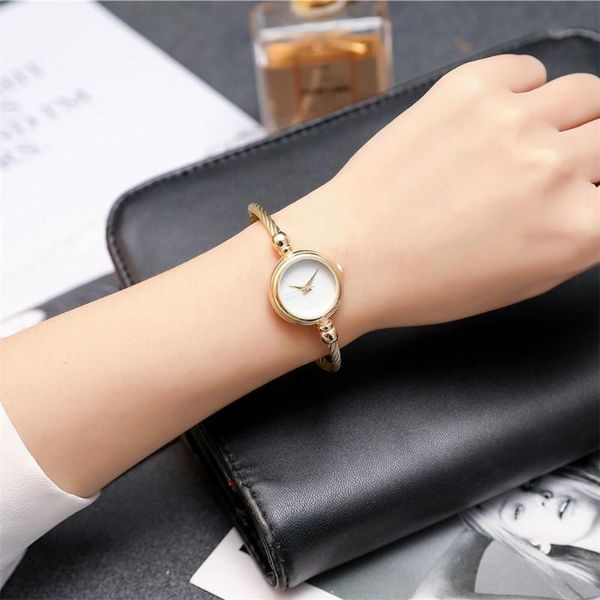 

wristwatches small gold bangle bracelet luxury watches stainless steel retro ladies quartz fashion casual women dress watch, Slivery;brown