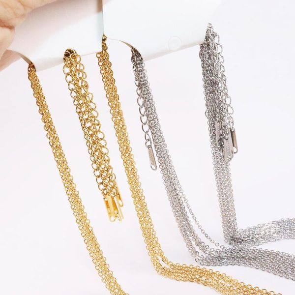 

chains 5pcs stainless steel 45+5cm 1.5mmcross tiny chain link diy necklace pendant elegant fahion jewelry unfading color, Silver