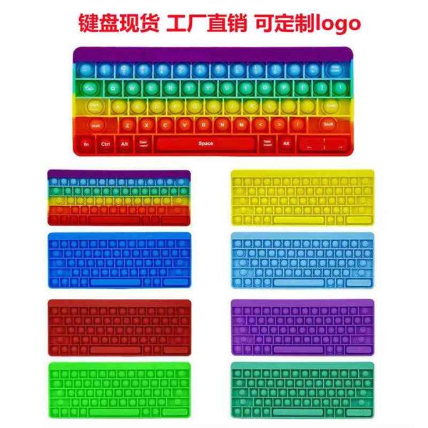 

keyboard super large rainbow macarone keyboard rat killing pioneer silicone bubble decompression toy