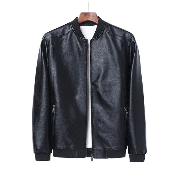 

men's fur & faux jackets, spring and autumn leather style korean slim thin trendy clothes, large size, Black