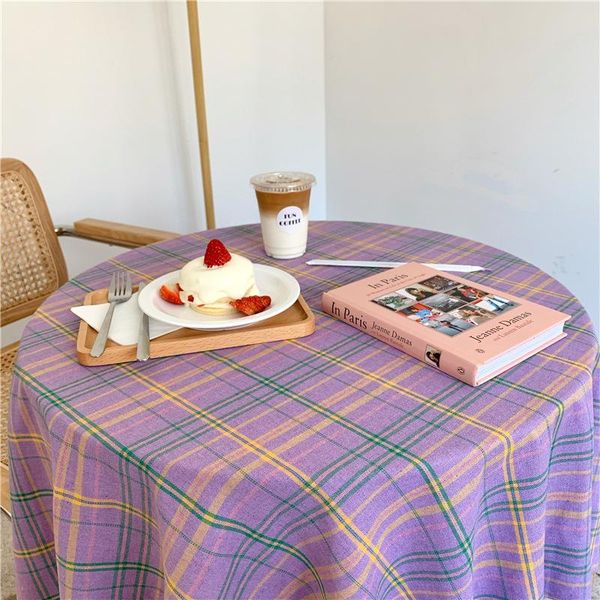 

table cloth jacquard plaid tablecloth with tassel round tea dining decor wedding party cover