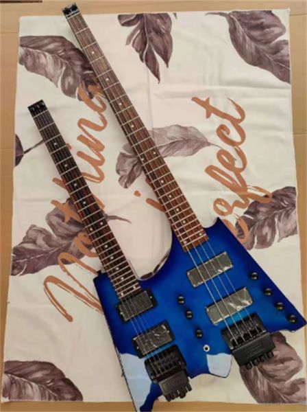 

blue double head electric guitar electric bass combination, our shop can customize any guitar bass you like blue double head guitars guitarr