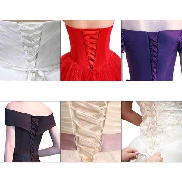 

wedding sashes 118inch dress zipper replacement adjustable corset back kit lace-up satin ribbon ties for bridal banquet evening gown, White