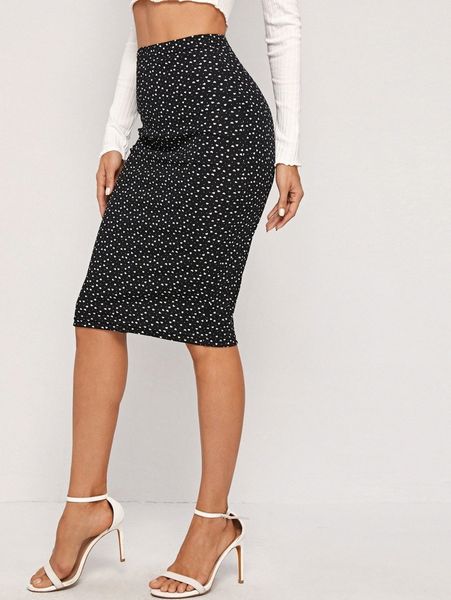 

heart print pencil skirt r4ut#, Black