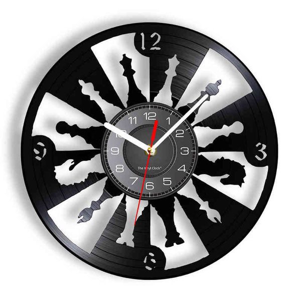 Игра в шахматы декоративные настенные часы для игрового номера настенные часы шахматные фигуры современный дизайн виниловые записи настенные часы ретро часы H1230