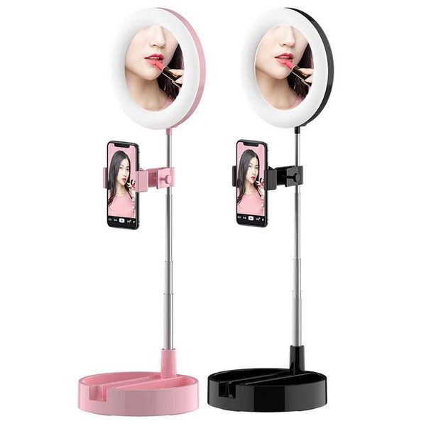 

flash heads g3 foldable makeup mirror ring light phone stand 3 lighting modes 3500k-6000k adjustable for youtube