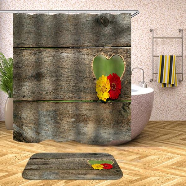 

wooden door printed shower curtains bathroom decor curtain fabric waterproof